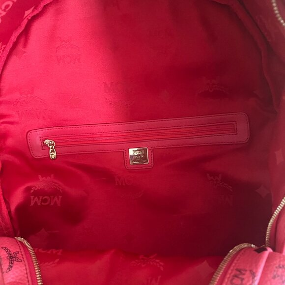 MCM Stark Backpack in a Hot Pink Visetos coated canvas with stud embellishments - Picture 6 of 8